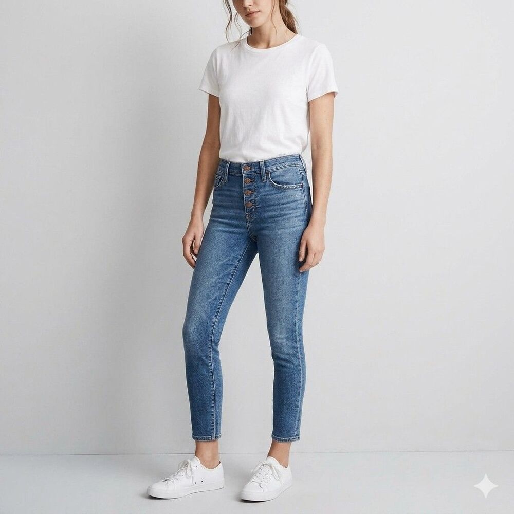 Madewell 9" Mid-Rise Skinny Crop Jeans Mid Wash Button Fly Classic Medium W23